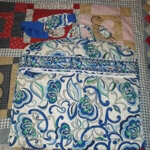 VERA BRADLEY Mediterranean White  Garment Bag Blue Floral Travel Preppy NWOT